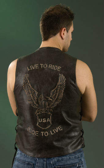 Men's Embossed Leather Vest ML 1346RT